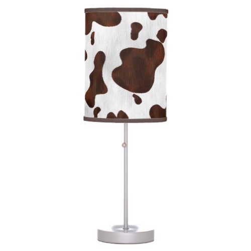 Cowhide Faux Hair Western Leather Spotted Pattern Table Lamp