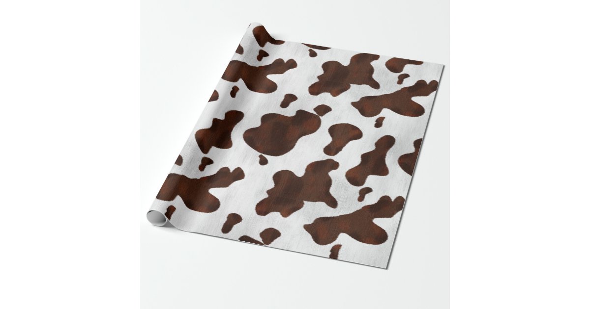 Cowhide Faux Western Leather Spotted Cow Print Wrapping Paper