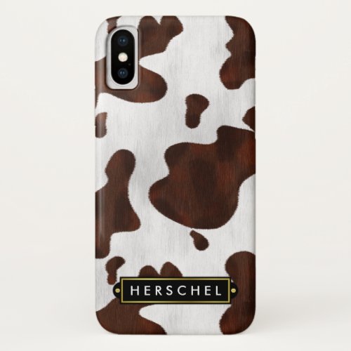 Cowhide Faux Western Leather Spotted Personalized iPhone X Case
