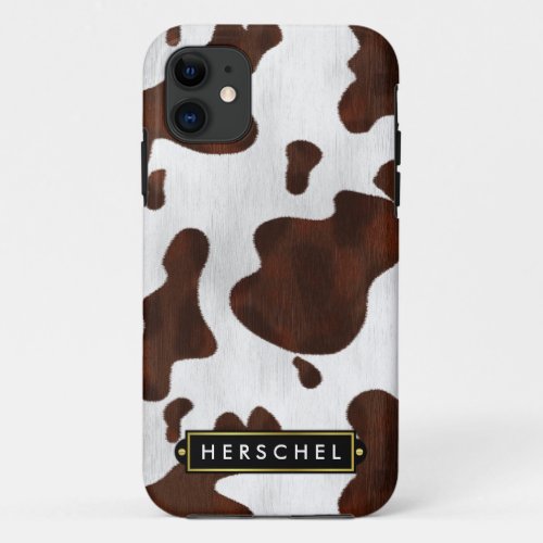 Cowhide Faux Western Leather Spotted Personalized iPhone 11 Case