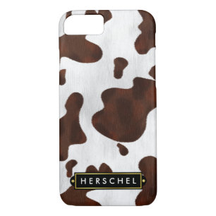 Cowhide Faux Western Leather Spotted Personalized iPhone 8/7 Case