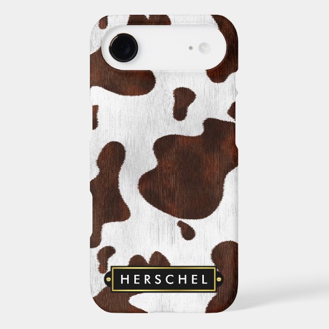 Cowhide Faux Western Leather Spotted Personalized Case-Mate iPhone Case (Back)