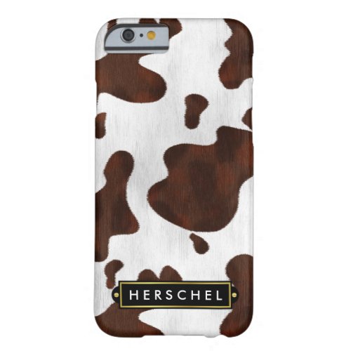 Cowhide Faux Western Leather Spotted Personalized Barely There iPhone 6 Case