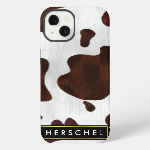 Cowhide Faux Western Leather Spotted Personalized iPhone 13 Case