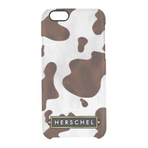 Cowhide Faux Western Leather Spotted Personalized Clear iPhone 66S Case