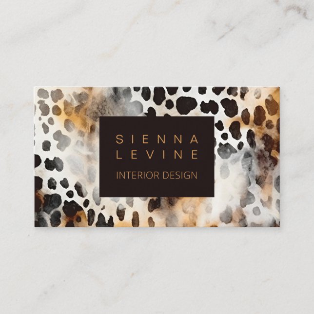 Cowhide Leopard Print Animal Skin Abstract Art Business Card (Front)