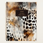 Cowhide Leopard Print Animal Skin Abstract Art Planner<br><div class="desc">Show your moo-dy side with this abstract animal print design!  Artful,  watercolor blending of cowhide and leopard print in a fusion of cream,  white,  brown and black makes for a beautiful,  modern look.  Add your name to make it truly unique!</div>
