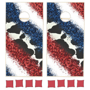 Cowhide Patriotic cornhole set