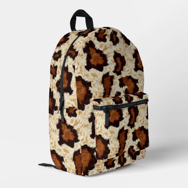 Cowhide  printed backpack (Back Corner Left)