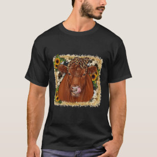 Cowhide Sunflower Red Angus Cow Farmer Life T-Shirt