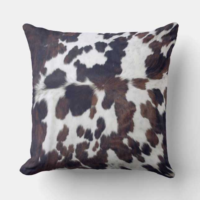 Cowhide Tan Black and White Pattern Print  Cushion (Front)