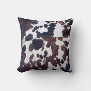 Cowhide Tan Black and White Pattern Print Cushion