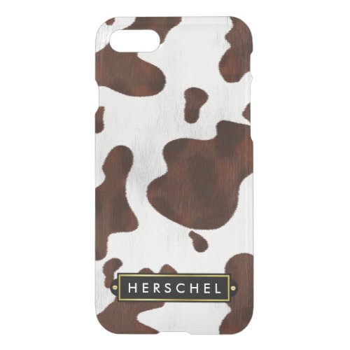 Cowhide Western Cow Spots Rustic  Personalized iPhone SE87 Case