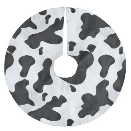 Cowhide Western Leather Cow Spots Black and White Brushed Polyester Tree Skirt