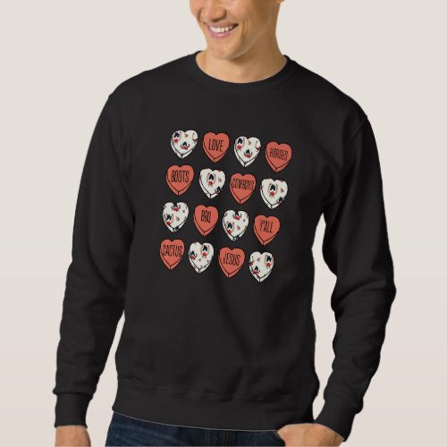 Cowhide Western Valentine Candy Heart Jesus Love C Sweatshirt