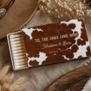 Cowhide Western Wedding Matchbox Favors Matchboxes