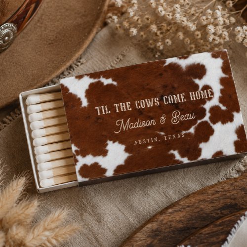Cowhide Western Wedding Matchbox Favors Matchboxes