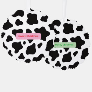 Cowhide with "Mooey Chriastmas" in green and red Ornament Card