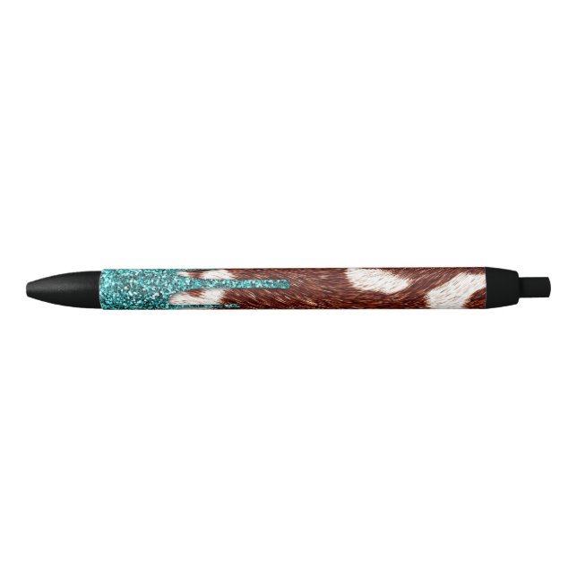Cowhide with Turquoise Glitter Pen (Front)