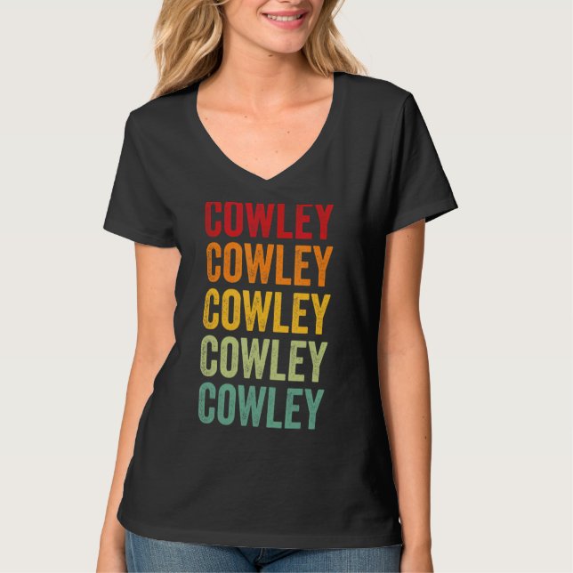 Cowley County Kansas Rainbow Text Design T-Shirt (Front)