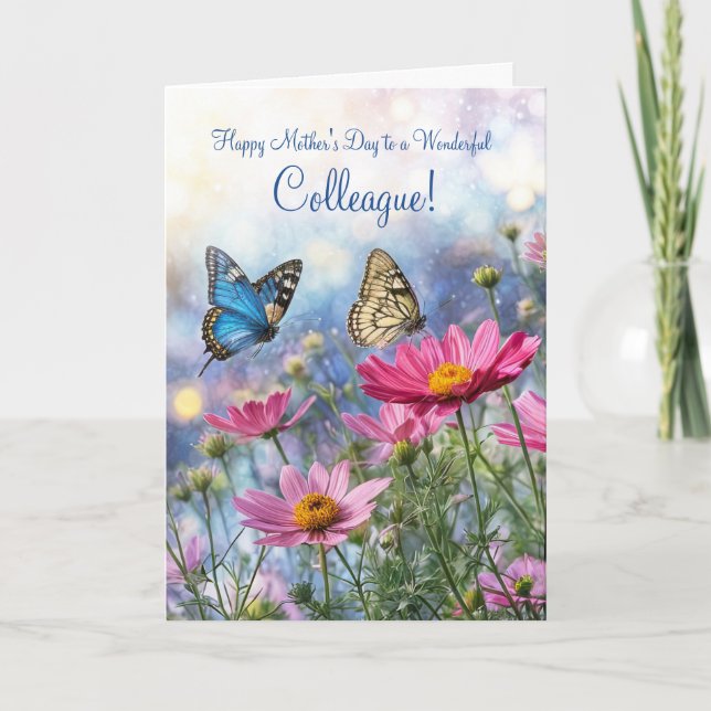 Coworker Colleague Mothers Day with Garden Flowers Card (Front)