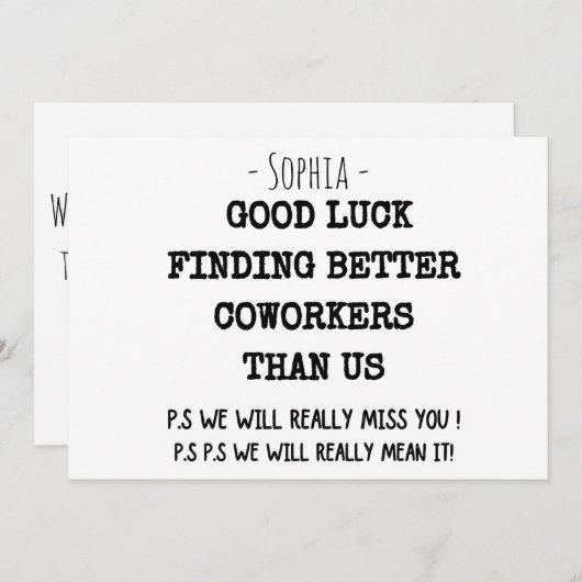 coworker leaving for women, coworker leaving, cowo (Front/Back)