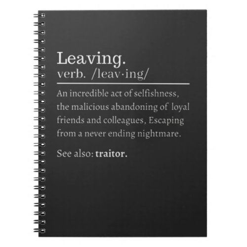 Coworker Leaving Gift Idea With Funny Saying Notebook