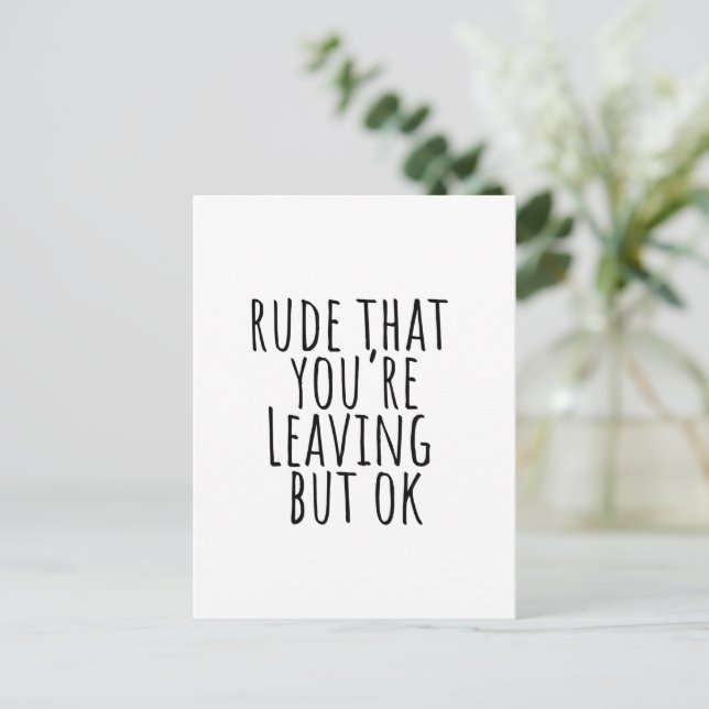 Coworker Leaving Gift Idea With Funny Saying Postcard (Standing Front)
