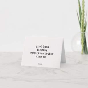 Coworker Leaving Gift, Job Moving Card, Good Luck Letterpress Thank You Card