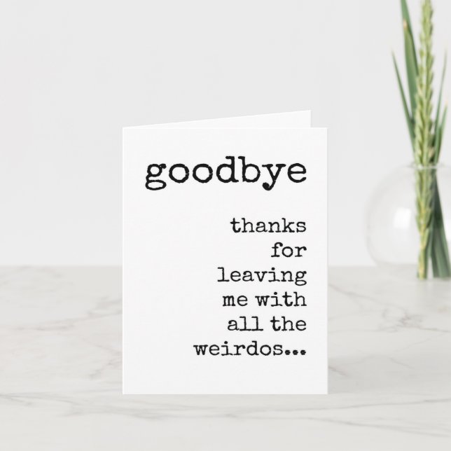 Coworker Leaving, Sarcastic, Funny, Minimalist Card (Front)