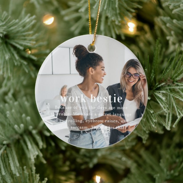 Coworker | Sentimental Photo Keepsake Christmas Ceramic Ornament (Tree)