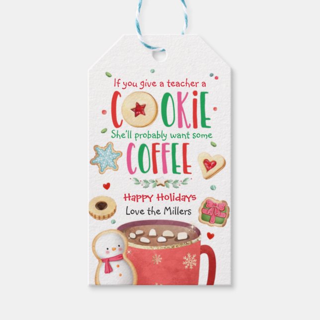 Coworker Staff Company Holiday Appreciation Cookie Gift Tags (Front)