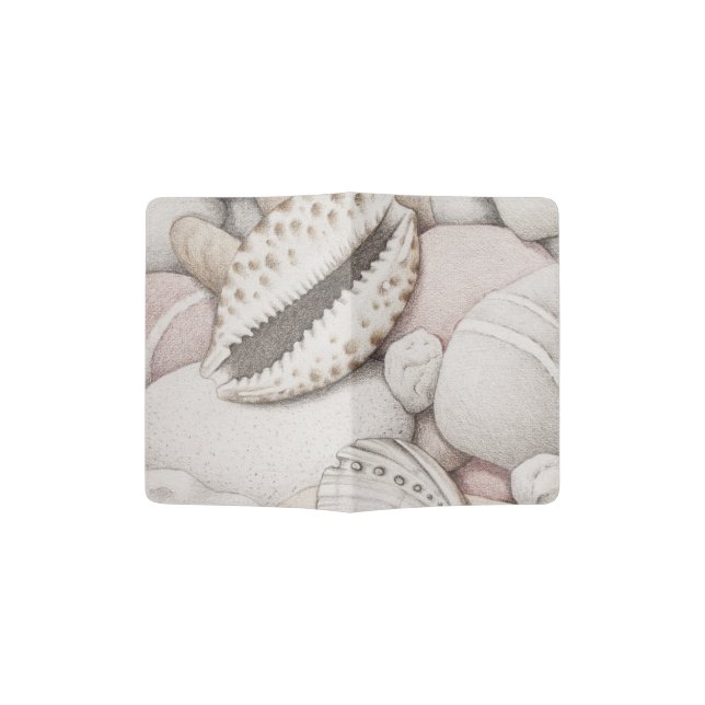 Cowrie & Abalone Shells & Pebbles Passport Holder (Opened)