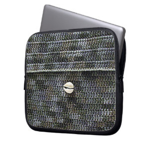 Cowrie Gray Artisan Crochet Print Electronics Bag