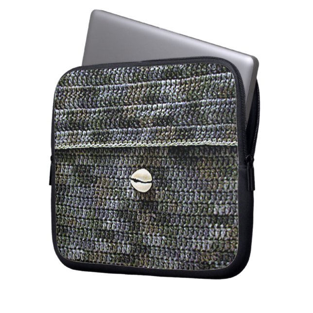 Cowrie Gray Artisan Crochet Print Electronics Bag  (Front Left)