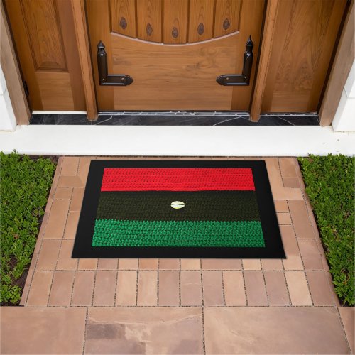 Cowrie Shell and Red Black Green Crochet Print on Doormat