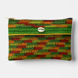Cowrie Shell Autumn Colors Artisan Crochet Print   Accessory Pouch
