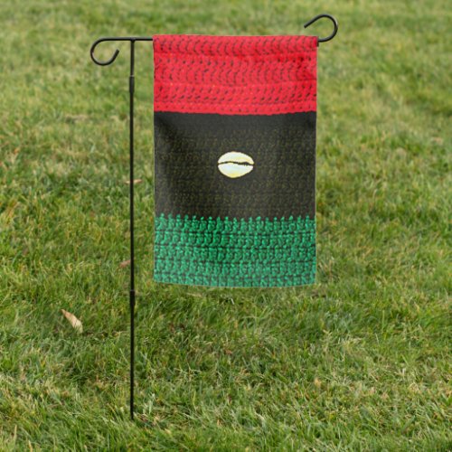 Cowrie Shell Red Black Green Artisan Crochet Print Garden Flag