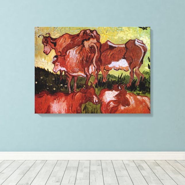 Cows (after Jordaens) by Vincent van Gogh Canvas Print (Insitu(Wood Floor))