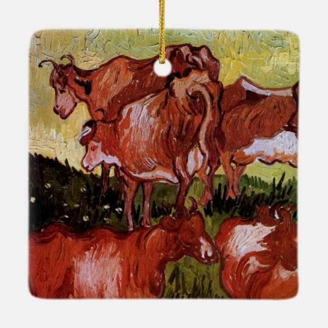 Cows (after Jordaens) by Vincent van Gogh Ceramic Ornament (Back)