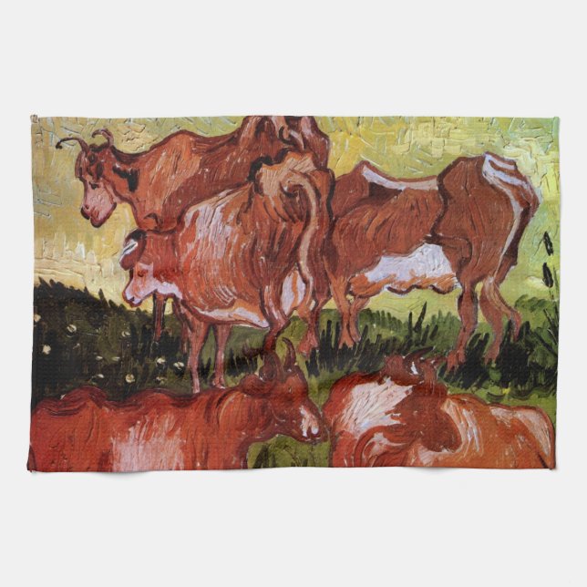 Cows (after Jordaens) by Vincent van Gogh Kitchen Towel (Horizontal)