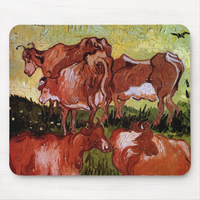 Cows (after Jordaens) by Vincent van Gogh Mouse Pad (Front)