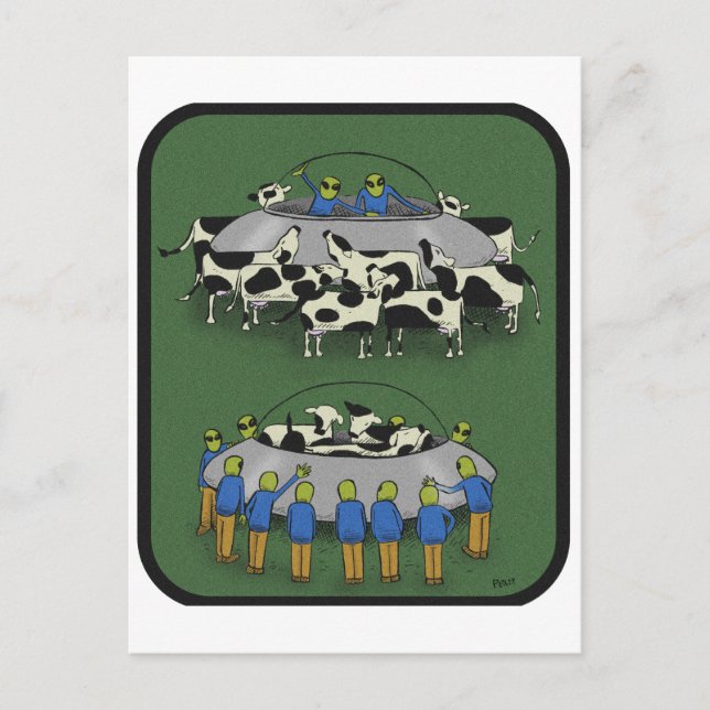 cows and aliens postcard (Front)