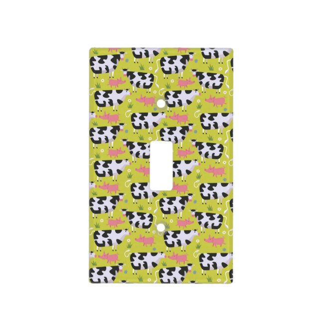 Cows And Pigs Pattern Light Switch Cover (Front)