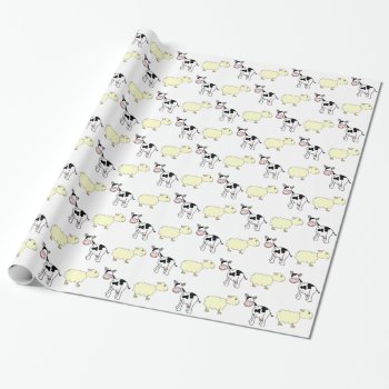 Cows And Sheep Wrapping Paper by Animal_Art_By_Ali at Zazzle
