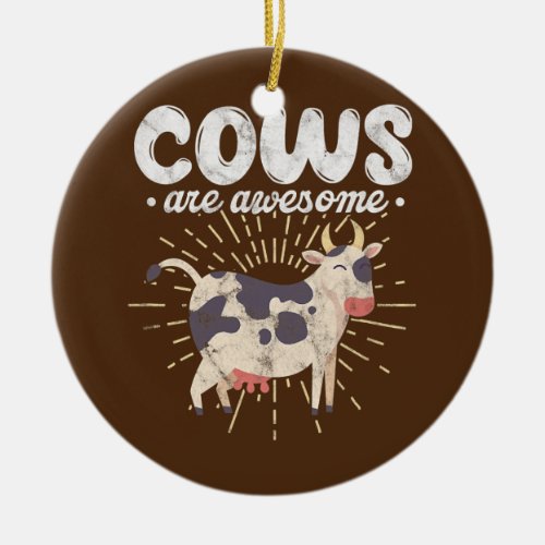 Cows Are Awesome Farmer Cow Lover Anime Kawaii Ceramic Ornament