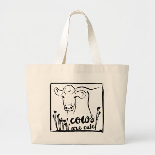 Cows are Cute Drawing Large Tote Bag