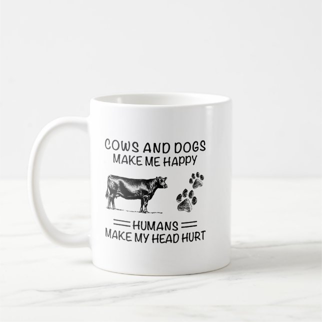 Cows Are My Favorite People Retro Funny Cow Lover Coffee Mug (Left)