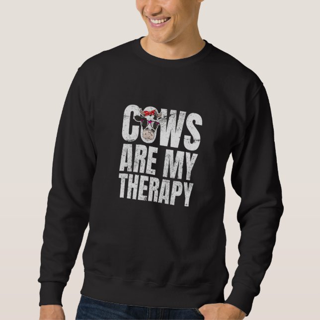 Cows Are My Therapy Farmer Premium Sweatshirt (Front)