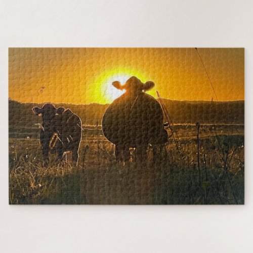 Cows at Sunset Jigsaw Puzzle